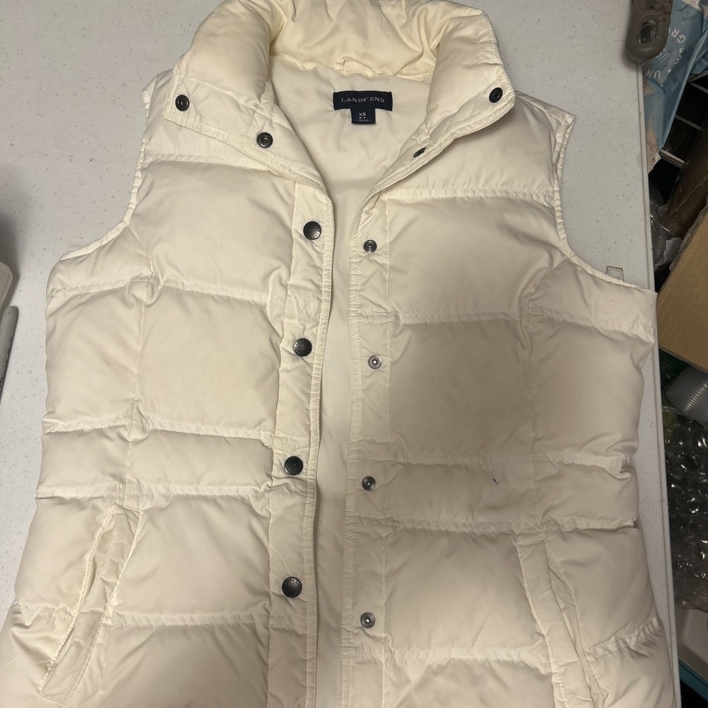 Lands' End Women's XS White Down Puffer Vest